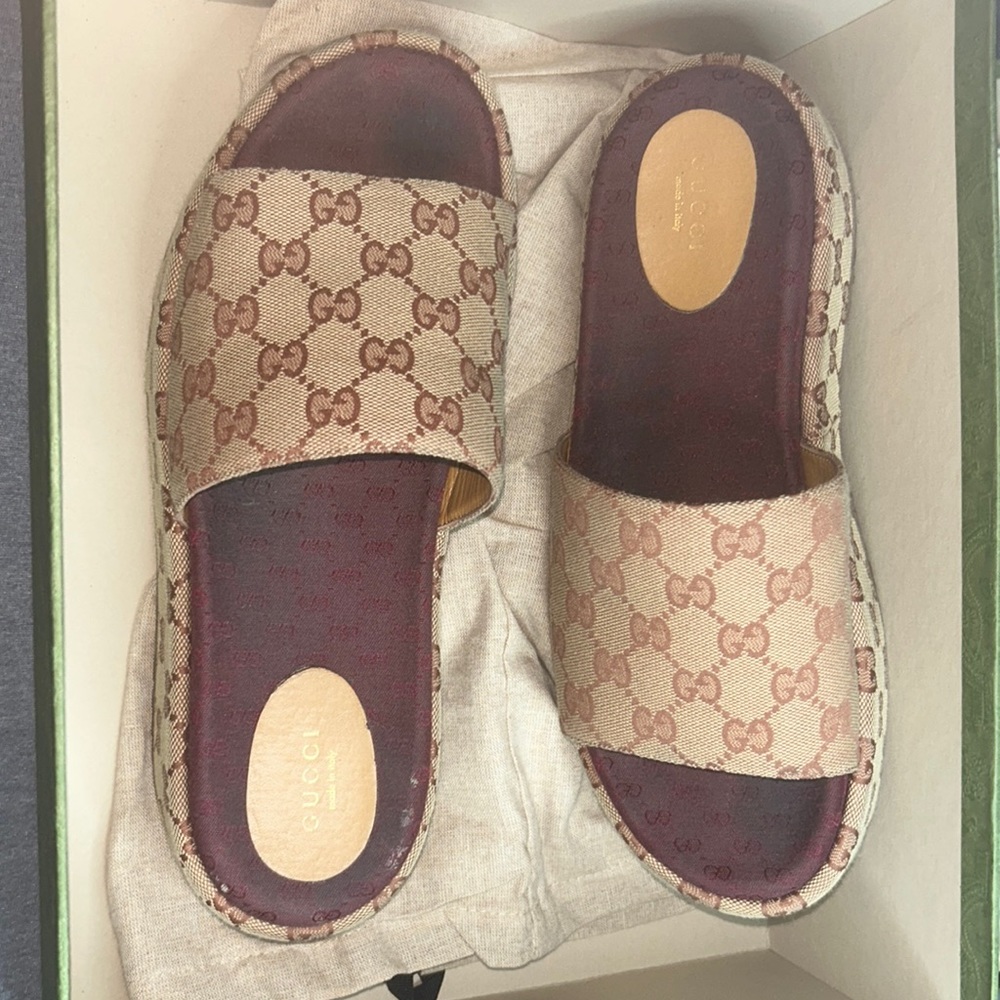 Brown Gucci Platforms